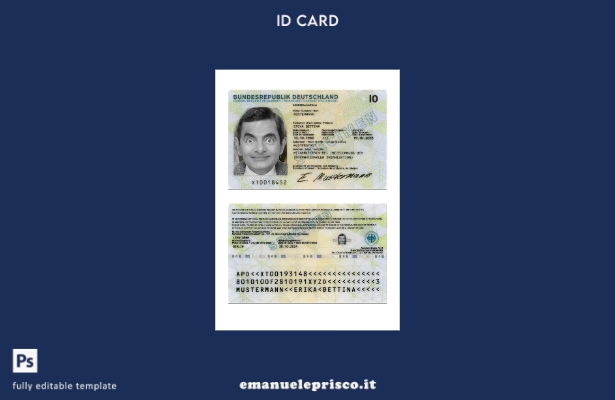 modello presente di carta d'identità speciale tedesca in stile verificato